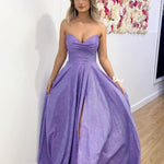 Rosie Strapless Glitter Gown - Violet