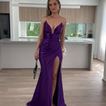 Rae Strapless Satin Gown - Purple