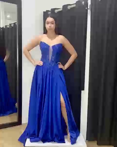 Kaia Strapless Corset Gown Cobalt Video