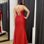 Darlia Glitter Corset Fitted Gown Formal Red Video