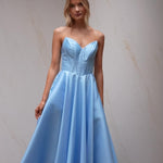Ciara Satin Corset Gown Pale Blue Video