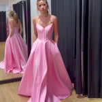 Ciara Satin Corset Gown Pale Pink Front