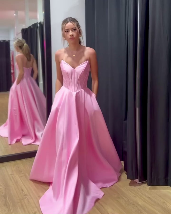 Ciara Satin Corset Gown Pale Pink Front