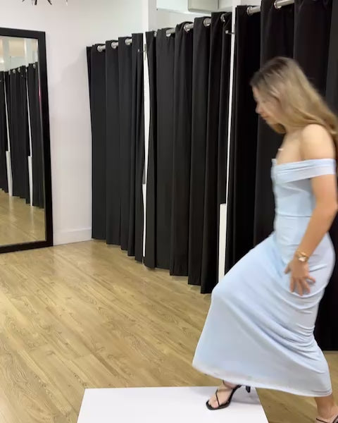 Naya Off Shoulder Maxi Dress Blue Video