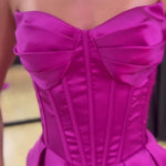 Stella Satin Corset Gown Magenta Video