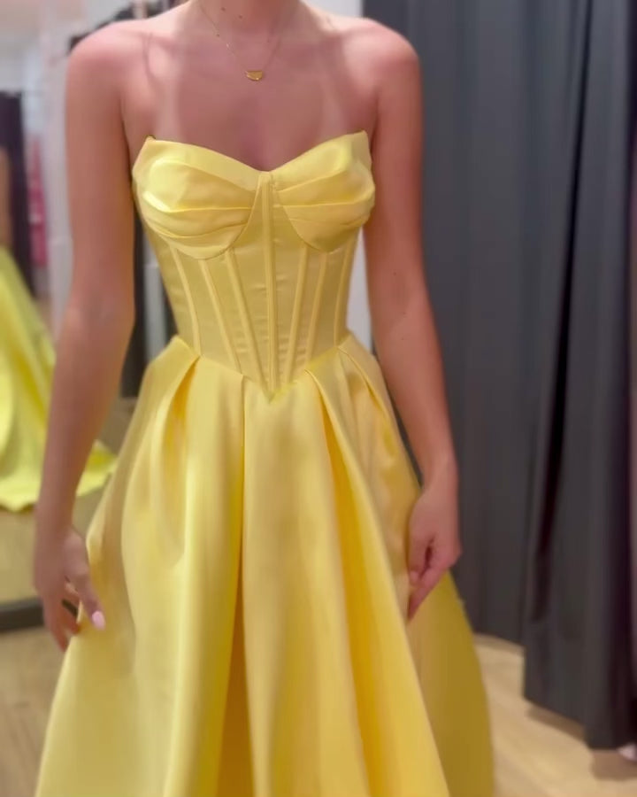 Stella Satin Corset Gown Daffodil Video