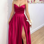 Rosie Strapless Satin Gown - Ruby