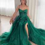 Iris Corset Lace Gown - Emerald