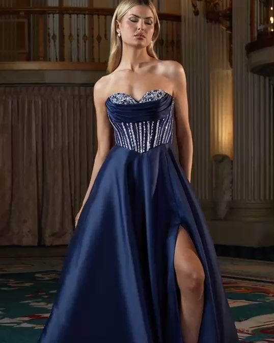 Grace Satin Ball Gown Navy Video