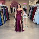 Sasha Strapless Corset Gown  Burgundy Video