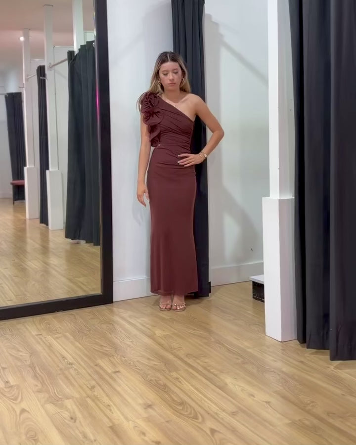 Cassiana Mesh Maxi Dress Chocolate Video