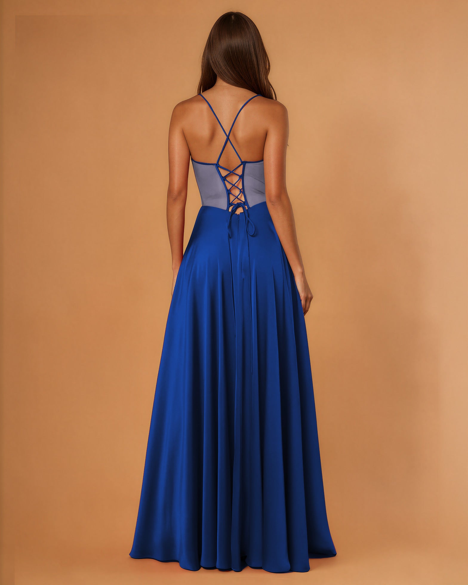 Prudence Corset Gown Cobalt back