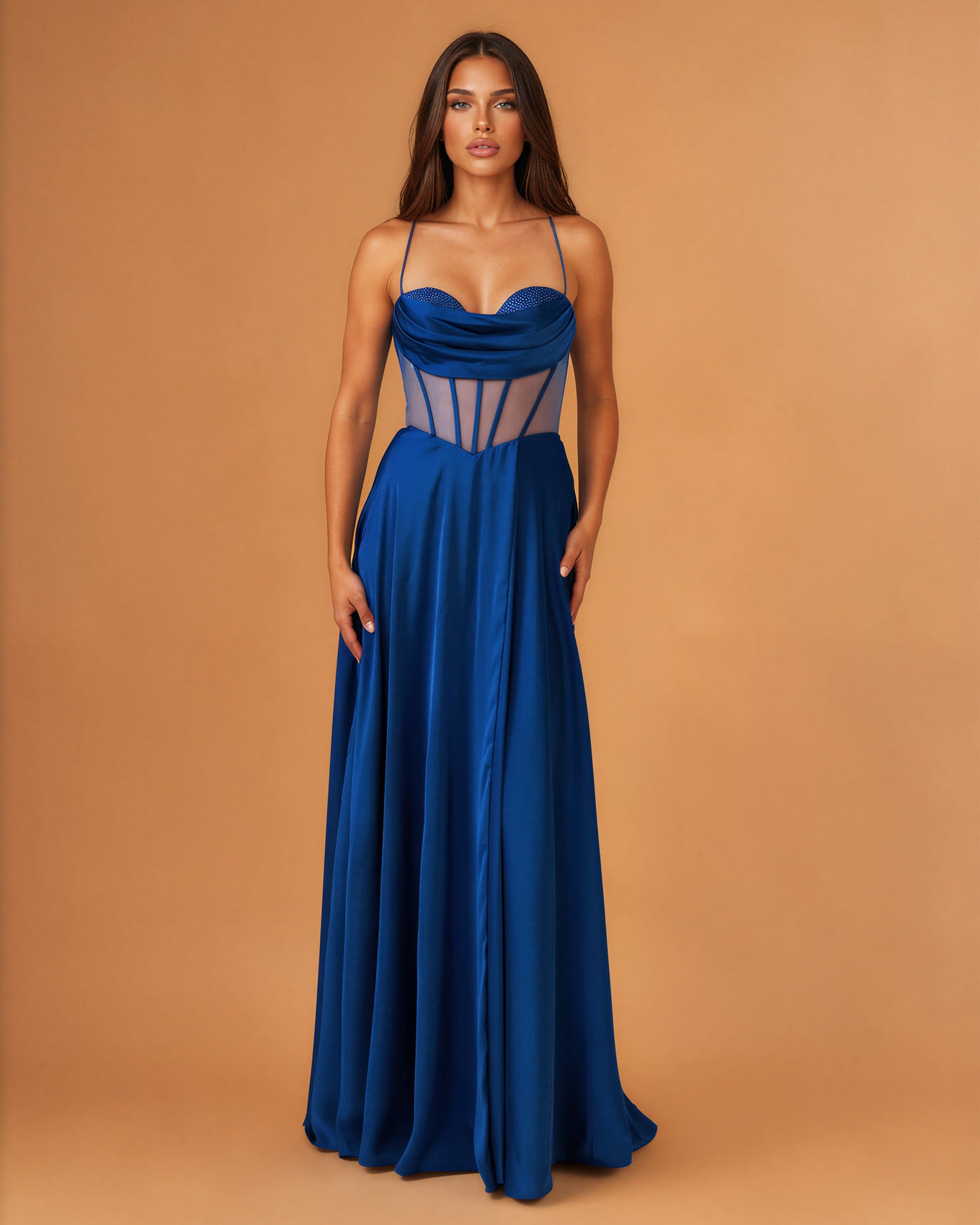 Prudence Corset Gown Cobalt front