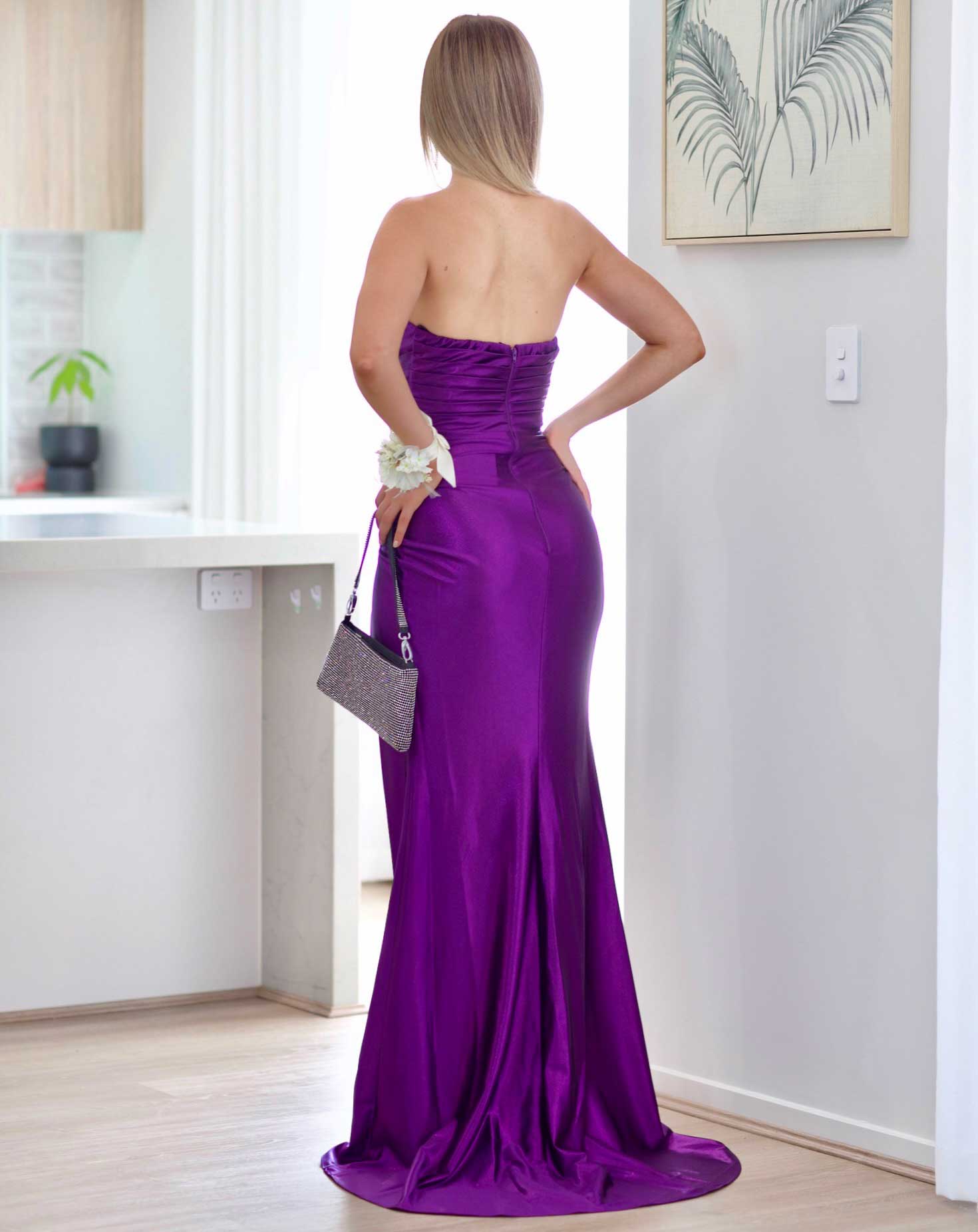 Rae Strapless Satin Gown - Purple