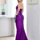 Rae Strapless Satin Gown - Purple