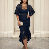 Reyna Lace Midi Dress Navy Front