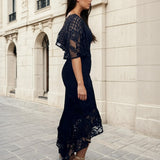 Reyna Lace Midi Dress Navy Side