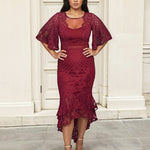 Reyna Lace Midi Dress Red Front