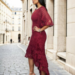 Reyna Lace Midi Dress Red Side
