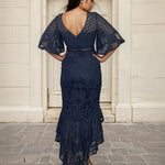 Reyna Lace Midi Dress Steel Blue Back