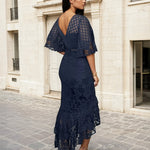 Reyna Lace Midi Dress Steel Blue Side