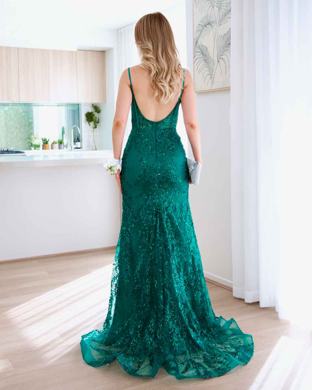 Riley Corset Lace Gown - Emerald