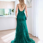 Riley Corset Lace Gown - Emerald