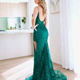 Riley Corset Lace Gown - Emerald