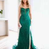 Riley Corset Lace Gown - Emerald