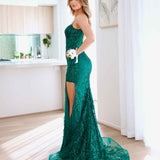 Riley Corset Lace Gown - Emerald