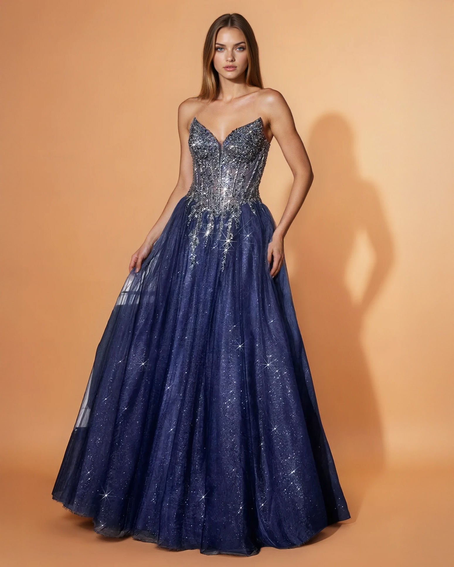 Rosalia Tulle Ball Gown Navy Front