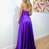 Rosie Strapless Satin Gown - Purple