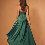 Sabrina Satin Gown Emerald back