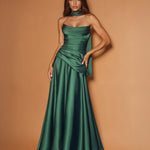 Sabrina Satin Gown Emerald front