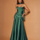 Sabrina Satin Gown Emerald front