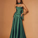 Sabrina Satin Gown Emerald front