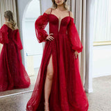 Savannah Off Shoulder Corset Gown - Ruby