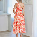 Siena Floral Satin Maxi Dress - Orange