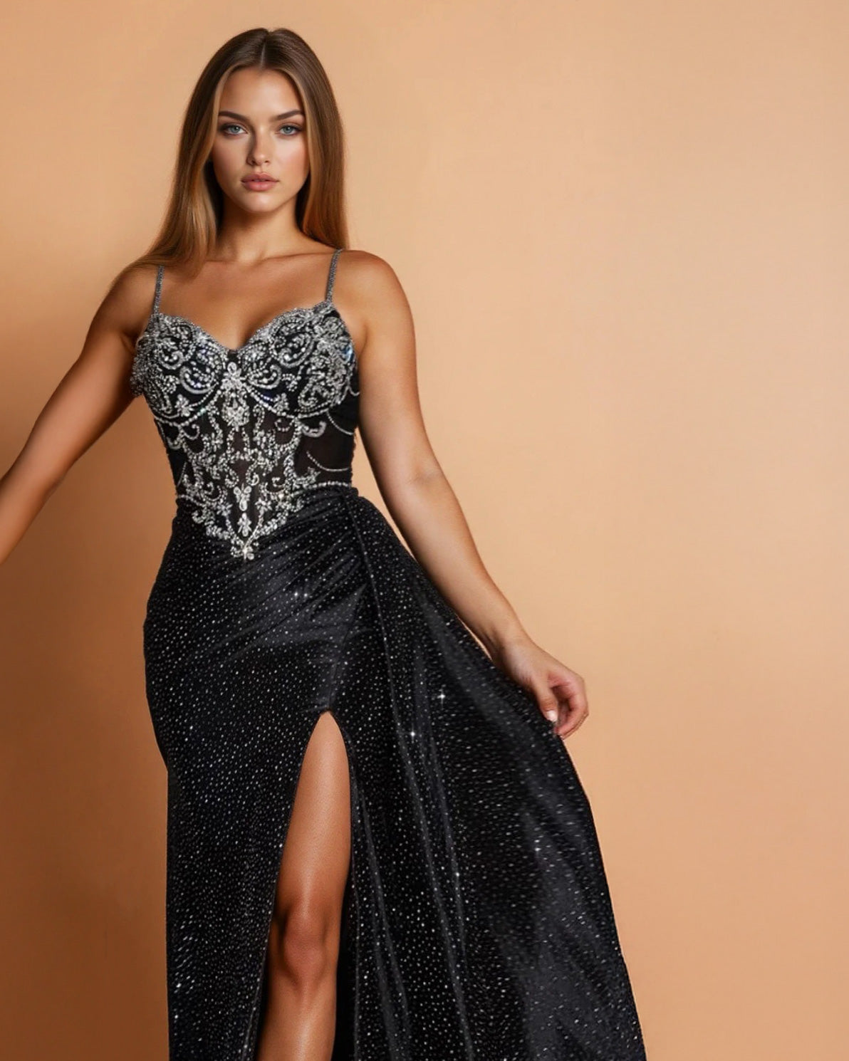 Sirena Corset Gown Black Front