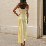 Sky One Shoulder Midi Dress Butter Back