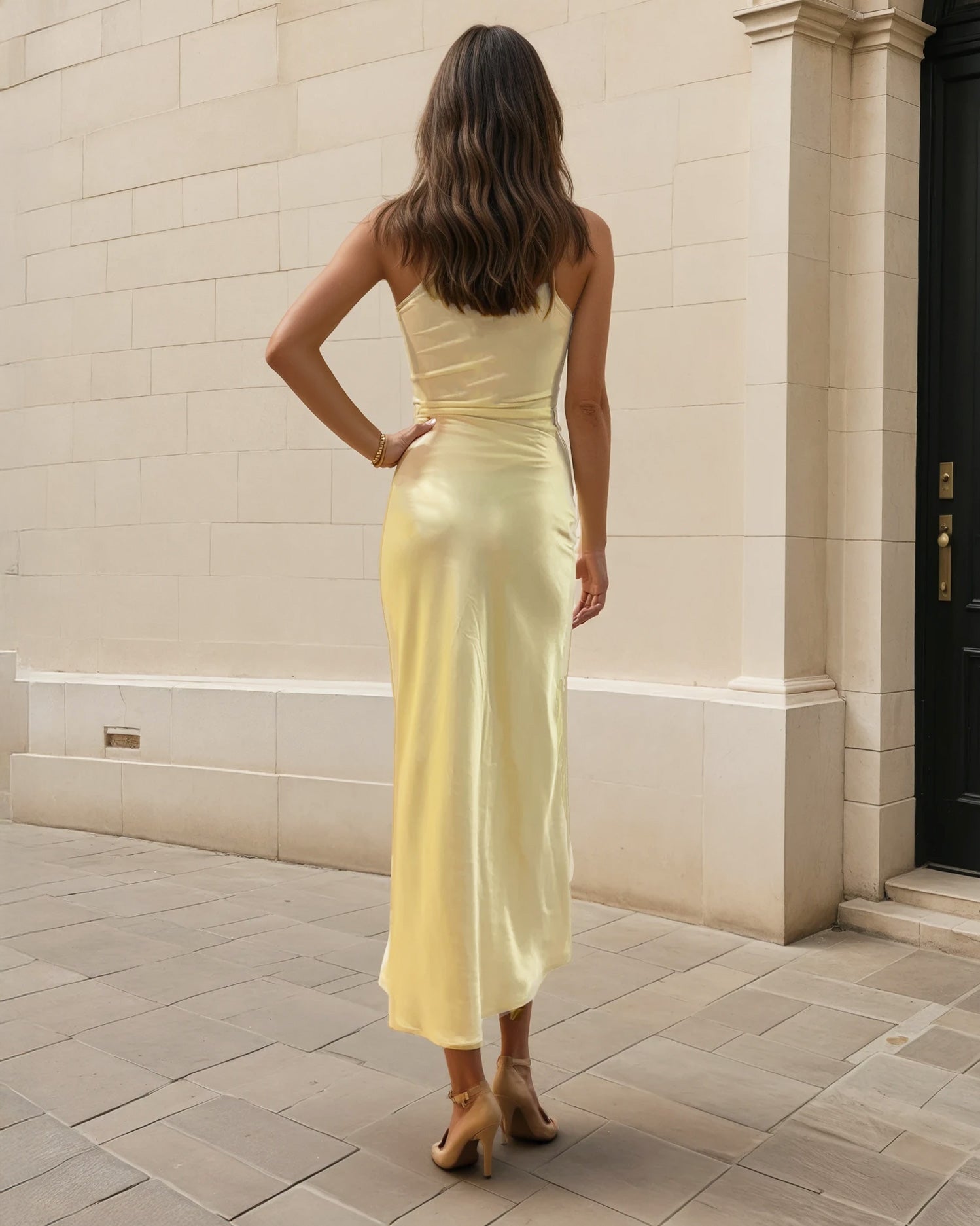 Sky One Shoulder Midi Dress Butter Back