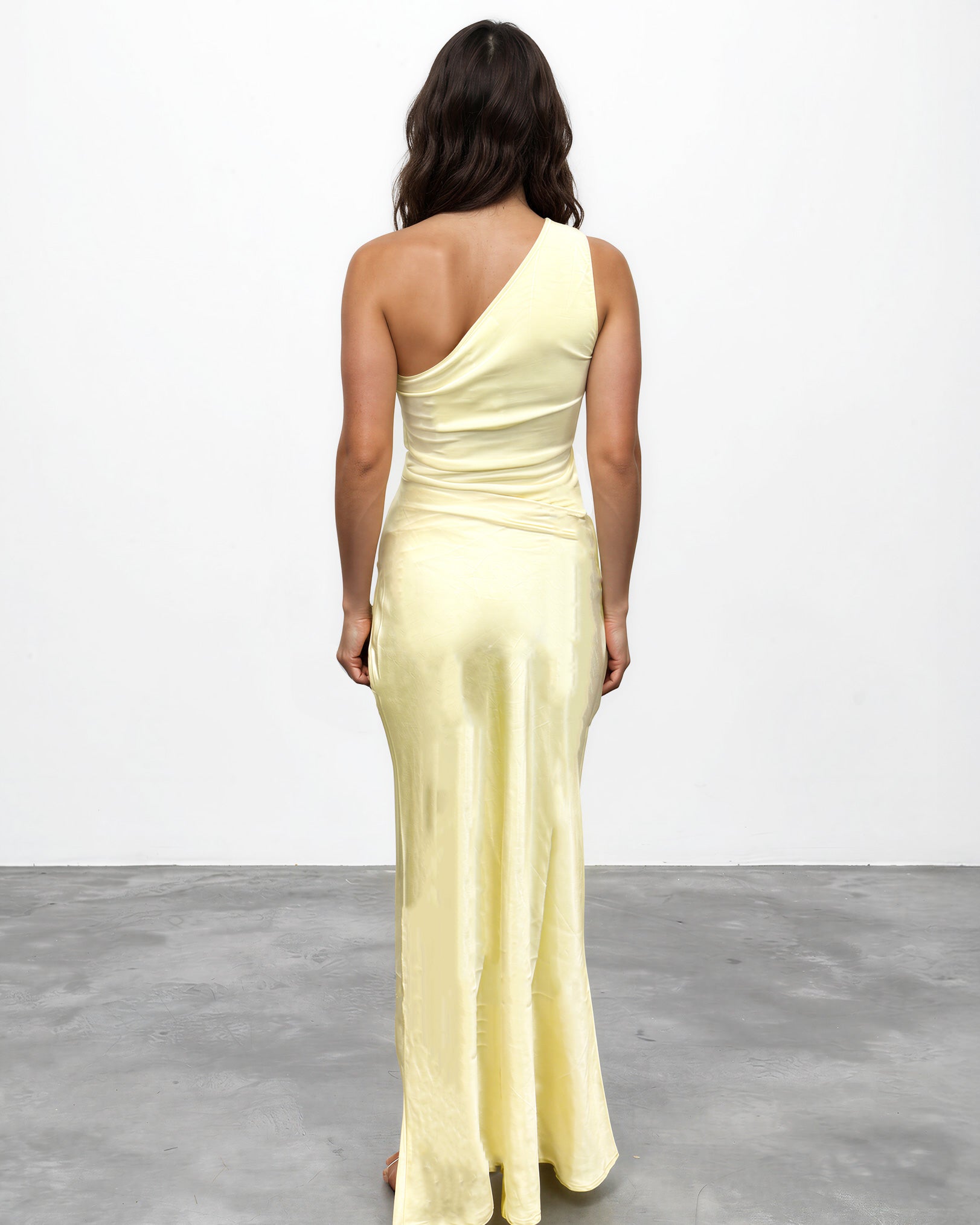 Sky One Shoulder Midi Dress Butter Back