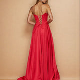 Sloane Satin Corset Gown Red Back