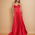 Sloane Satin Corset Gown Red Front