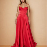 Sloane Satin Corset Gown Red Front