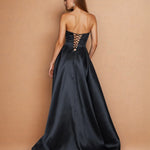 Stella Satin Corset Gown Black back