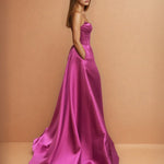 Stella Satin Corset Gown Magenta side