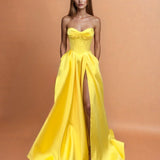 Stella Satin Corset Gown Daffodil Front