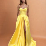 Stella Satin Corset Gown Daffodil Front