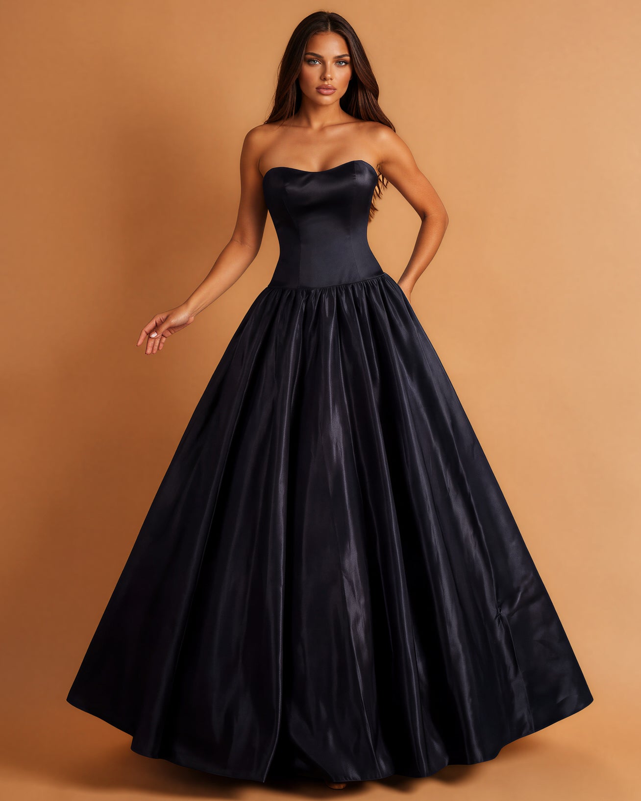 Stephanie Drop Waist Gown Black front